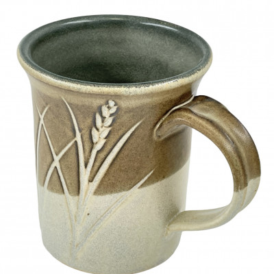 Bamboo tan incised stoneware mug