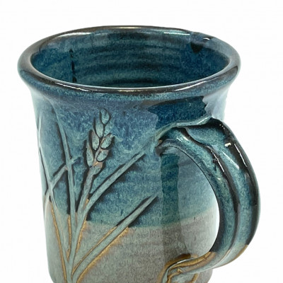 Rutile blue buff stoneware mug