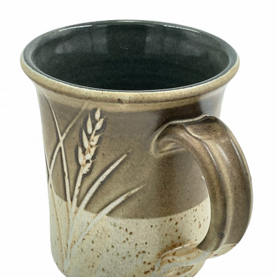 Bamboo tan incised stoneware mug