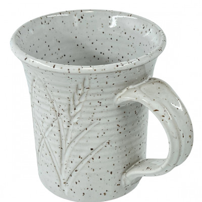White glazed speckled stoneware mug