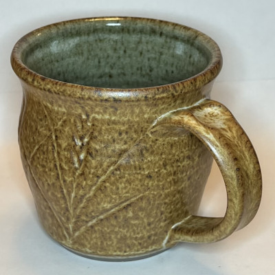 Bamboo tan incised stoneware mug