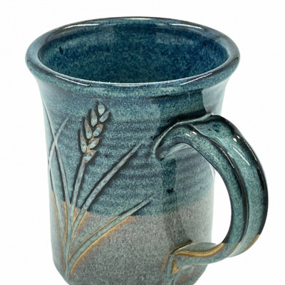 Rutile blue buff stoneware mug