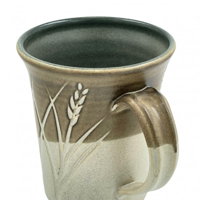 Bamboo tan incised stoneware mug