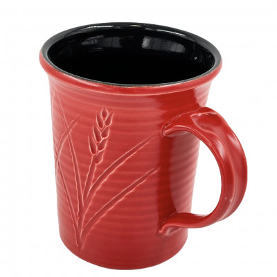Red and black porcelain mug