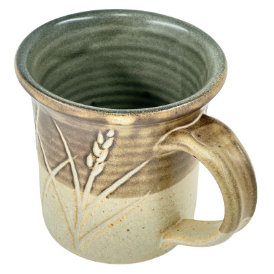 Bamboo tan incised stoneware mug
