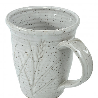 White glazed speckled stoneware mug