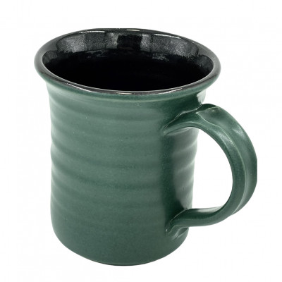 Green and black porcelain mug