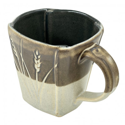 Bamboo tan incised stoneware mug