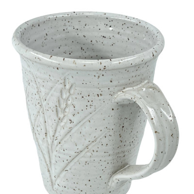 White glazed speckled stoneware mug
