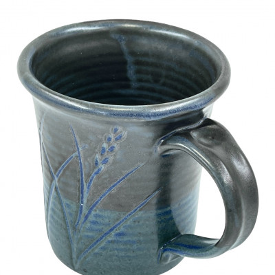 Deep blue matte stoneware mug