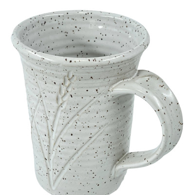 White glazed speckled stoneware mug