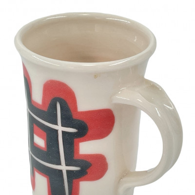 Zero4 fritware porcelain hash-tag mug