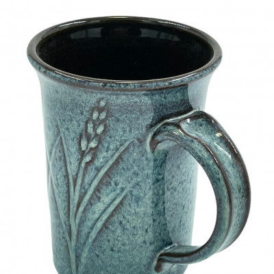 Variegated glossy blue Coffee Clay stoneware mug
